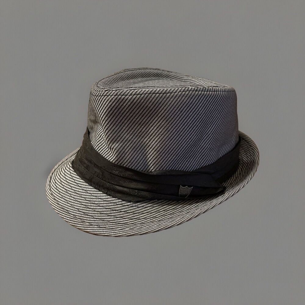 Angela & William Fedora Hat Blend Gray Striped Unisex L/XL Wool Acrylic Blend